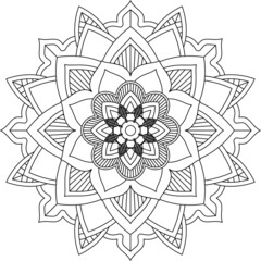 Easy Mandala coloring book simple and basic for beginners, seniors and children. Set of Mehndi flower pattern for Henna drawing and tattoo. Decoration in ethnic oriental, Indian style.
