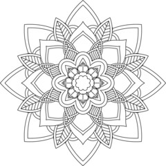 Easy Mandala coloring book simple and basic for beginners, seniors and children. Set of Mehndi flower pattern for Henna drawing and tattoo. Decoration in ethnic oriental, Indian style.