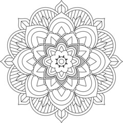 Easy Mandala coloring book simple and basic for beginners, seniors and children. Set of Mehndi flower pattern for Henna drawing and tattoo. Decoration in ethnic oriental, Indian style.