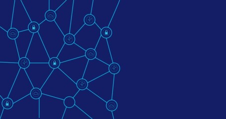Animation of the network connection, cyber security, digital data network protection with cloud, network, lock in circle icons.  - Powered by Adobe
