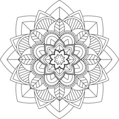 Easy Mandala coloring book simple and basic for beginners, seniors and children. Set of Mehndi flower pattern for Henna drawing and tattoo. Decoration in ethnic oriental, Indian style.