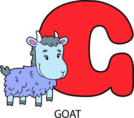 cartoon alphabet card. Vector illustration of educational alphabet card with cartoon character for kids