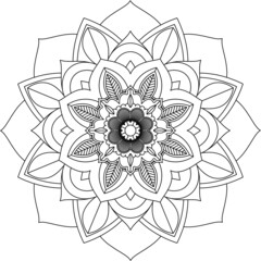 Easy Mandala coloring book simple and basic for beginners, seniors and children. Set of Mehndi flower pattern for Henna drawing and tattoo. Decoration in ethnic oriental, Indian style.