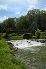 Bridge over the Danube rover on a spring day in Melk, Austria.