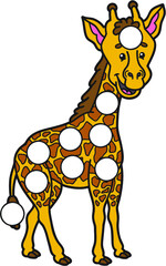 Vector digital educational game with cartoon character for toddlers:  patches or dot marker pages