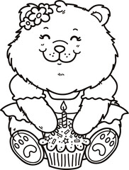 Vector digital stamp of cartoon bear for card making, scrap-booking, coloring books