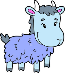 Vector illustration of cute cartoon goat character for children and scrap book