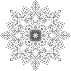 Easy Mandala coloring book simple and basic for beginners, seniors and children. Set of Mehndi flower pattern for Henna drawing and tattoo. Decoration in ethnic oriental, Indian style.