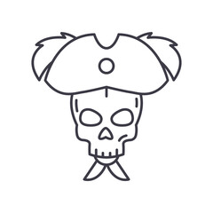 Piracy icon, linear isolated illustration, thin line vector, web design sign, outline concept symbol with editable stroke on white background.