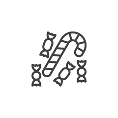 Candy cane line icon. linear style sign for mobile concept and web design. Christmas candy outline vector icon. Symbol, logo illustration. Vector graphics