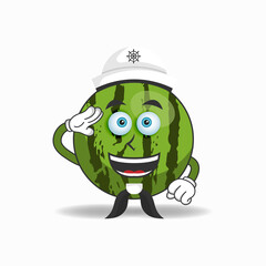 The Watermelon mascot character becomes a sailor. vector illustration