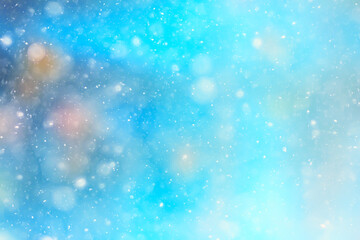 abstract blue background snow snowflakes, new year, glow design