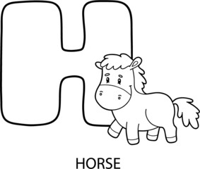  alphabet coloring page. Vector illustration of educational cartoon character for kids