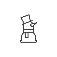 Snowman with hat and scarf line icon. linear style sign for mobile concept and web design. Christmas snowman outline vector icon. Symbol, logo illustration. Vector graphics
