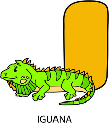  Vector illustration of educational alphabet card with cartoon animal for kids