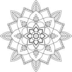 Easy Mandala coloring book simple and basic for beginners, seniors and children. Set of Mehndi flower pattern for Henna drawing and tattoo. Decoration in ethnic oriental, Indian style.