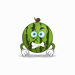 Watermelon mascot character with angry expression. vector illustration
