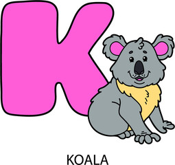  Vector illustration of educational alphabet card with cartoon animal for kids