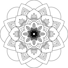 Easy Mandala coloring book simple and basic for beginners, seniors and children. Set of Mehndi flower pattern for Henna drawing and tattoo. Decoration in ethnic oriental, Indian style.