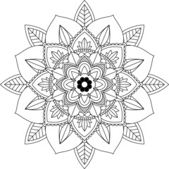 Easy Mandala coloring book simple and basic for beginners, seniors and children. Set of Mehndi flower pattern for Henna drawing and tattoo. Decoration in ethnic oriental, Indian style.