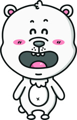 Vector illustration of happy cartoon white bear