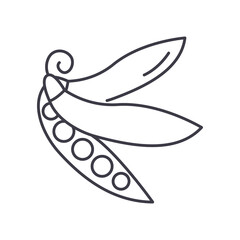 Pea icon, linear isolated illustration, thin line vector, web design sign, outline concept symbol with editable stroke on white background.