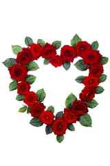 Red roses in heart shape