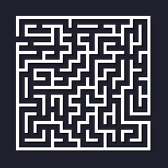Vector illustration of simple labyrinth with some wrong ways and one exit