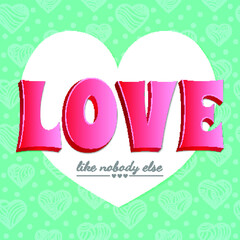 Beautiful vector romantic card with  hearts pattern on background .