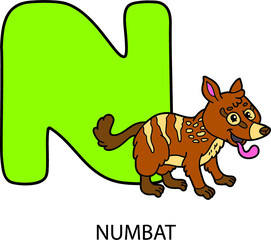  Vector illustration of educational alphabet card with cartoon animal for kids