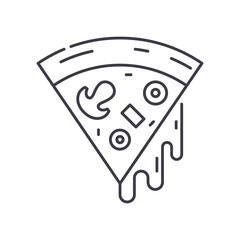 Pizza slice icon, linear isolated illustration, thin line vector, web design sign, outline concept symbol with editable stroke on white background.