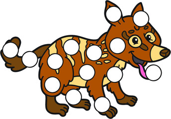 Vector digital educational game with cartoon character for toddlers: plasticine patches or dot marker pages to develop fine motor skills