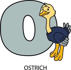  Vector illustration of educational alphabet card with cartoon animal for kids