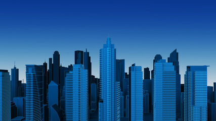 dark blue wireframe cityscape