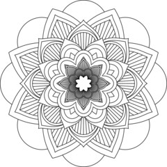 Easy Mandala coloring book simple and basic for beginners, seniors and children. Set of Mehndi flower pattern for Henna drawing and tattoo. Decoration in ethnic oriental, Indian style.