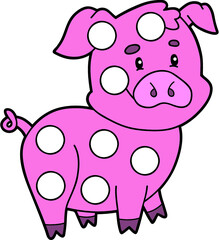 Vector digital educational game with cartoon character for toddlers: plasticine patches or dot marker pages to develop fine motor skills