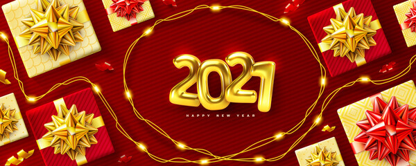 2021 background for Christmas and Happy New Year poster