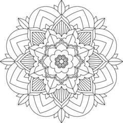 Easy Mandala coloring book simple and basic for beginners, seniors and children. Set of Mehndi flower pattern for Henna drawing and tattoo. Decoration in ethnic oriental, Indian style.