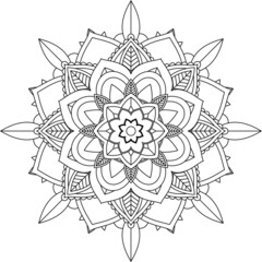 Easy Mandala coloring book simple and basic for beginners, seniors and children. Set of Mehndi flower pattern for Henna drawing and tattoo. Decoration in ethnic oriental, Indian style.