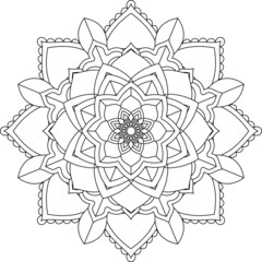 Easy Mandala coloring book simple and basic for beginners, seniors and children. Set of Mehndi flower pattern for Henna drawing and tattoo. Decoration in ethnic oriental, Indian style.