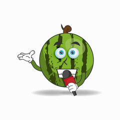 The Watermelon mascot character becomes a host. vector illustration