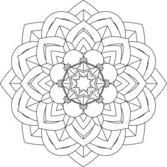 Easy Mandala coloring book simple and basic for beginners, seniors and children. Set of Mehndi flower pattern for Henna drawing and tattoo. Decoration in ethnic oriental, Indian style.