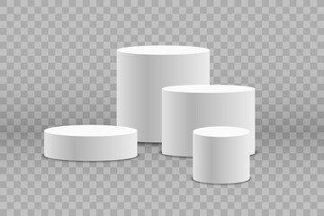 White podium or platform with spotlights. A pedestal for rewarding the winners.