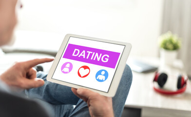 Online dating concept on a tablet