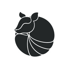 Armadillo rolled up into a ball silhouette icon. Simple flat vector sign, symbol, logo, print art illustration design.