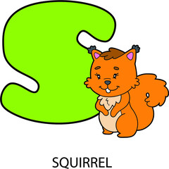 cartoon alphabet card. Vector illustration of educational alphabet card with cartoon character for kids