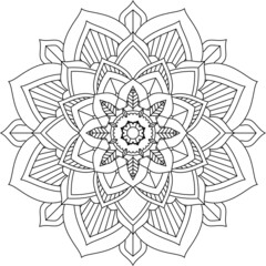 Easy Mandala coloring book simple and basic for beginners, seniors and children. Set of Mehndi flower pattern for Henna drawing and tattoo. Decoration in ethnic oriental, Indian style.
