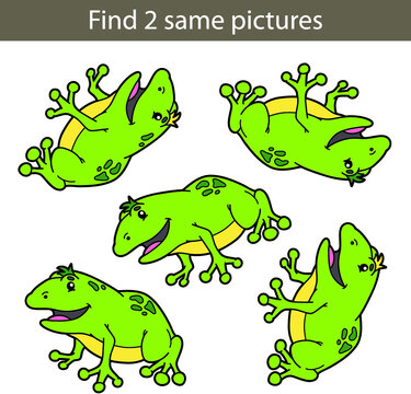 Vector illustration of kids puzzle educational game Find same pictures for preschool children