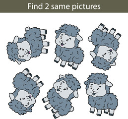 Vector illustration of kids puzzle educational game Find same pictures for preschool children