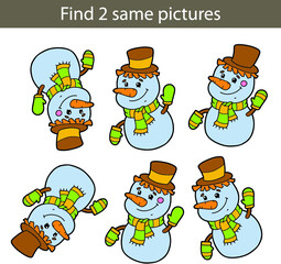 Vector illustration of kids puzzle educational game Find same pictures for preschool children